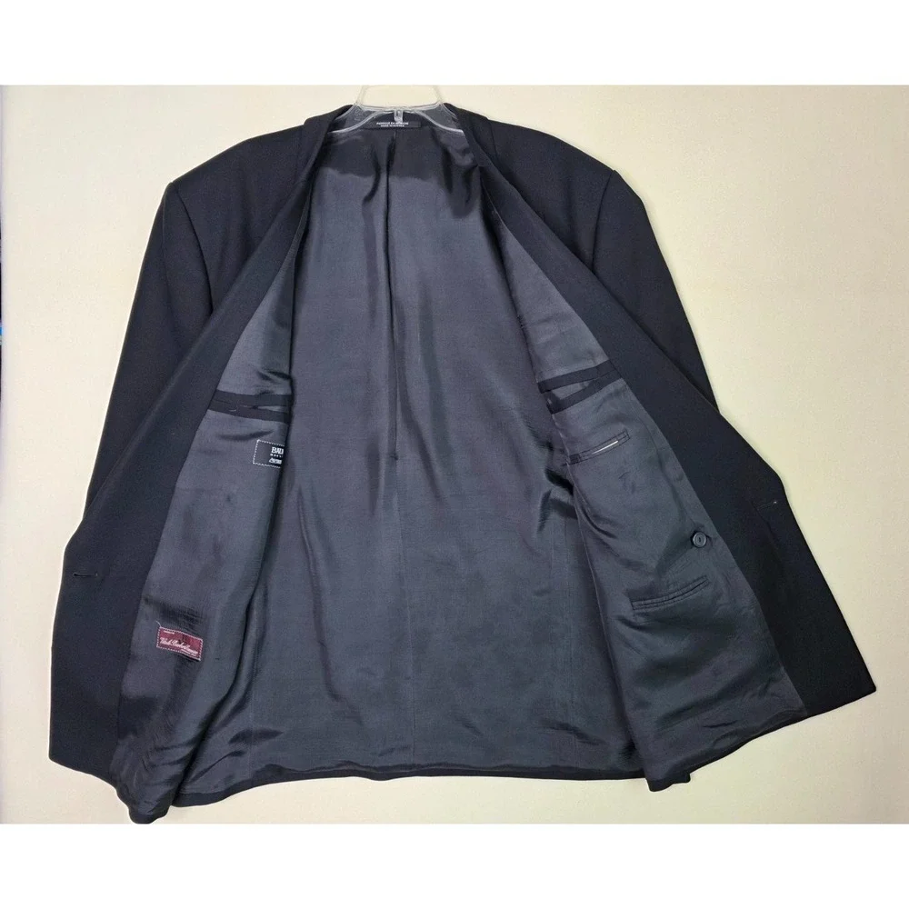 Baumler Wool Men's Blazer Size 45 L Black Double Breasted Classic‎ Vintage